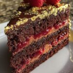 Gold Leaf Chocolate Cake with Raspberry