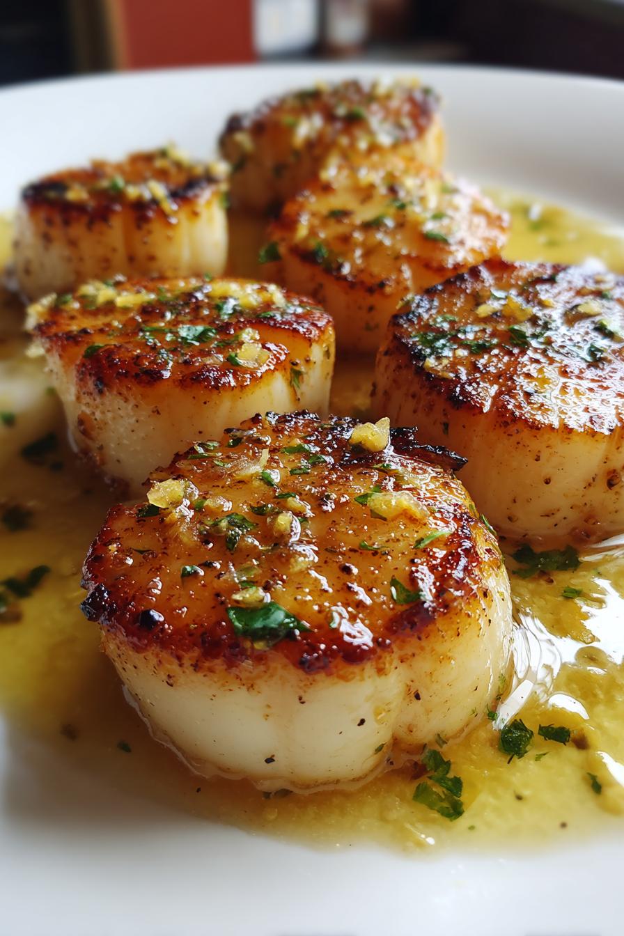Honey Garlic Butter Scallops with Lemon