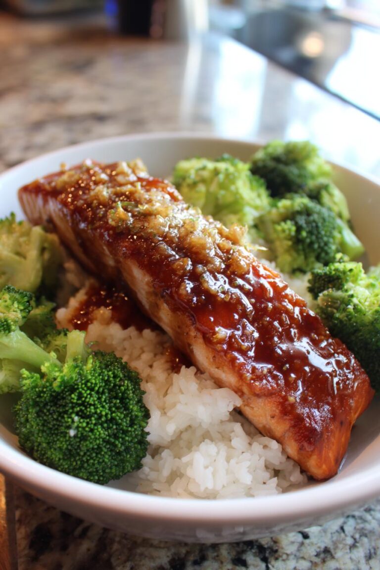 Honey Garlic Salmon with Broccoli Rice
