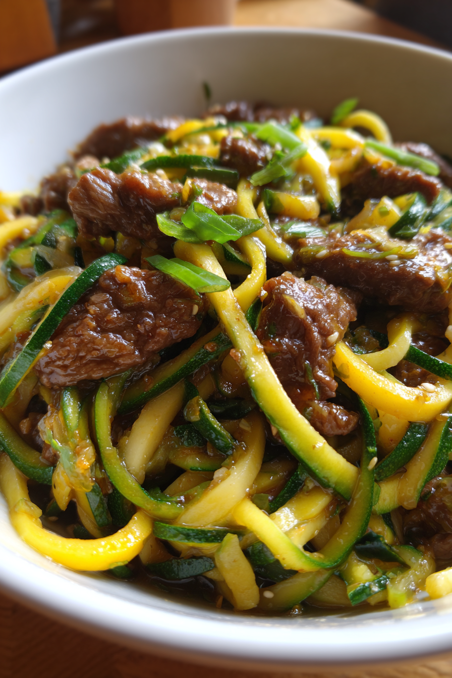 Keto Beef Stir Fry with Zucchini Noodles