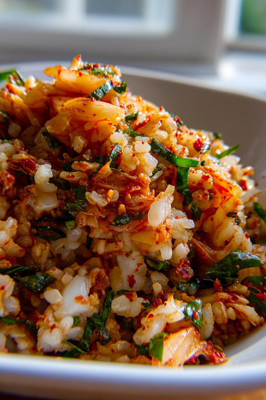 Keto Kimchi Fried Cauliflower Rice