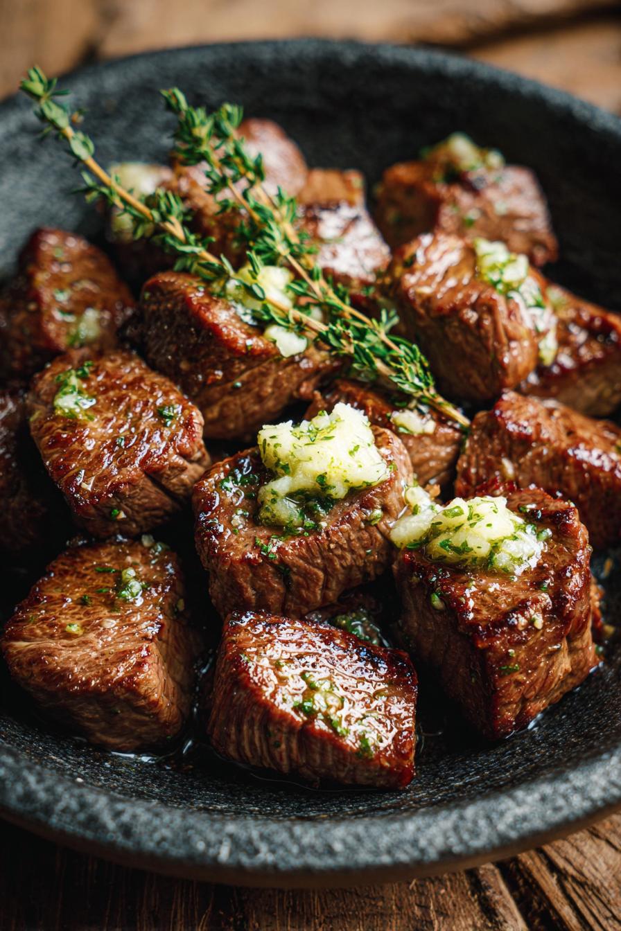 Keto garlic butter steak bites