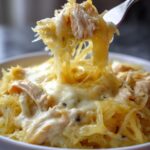 Low carb chicken alfredo spaghetti squash