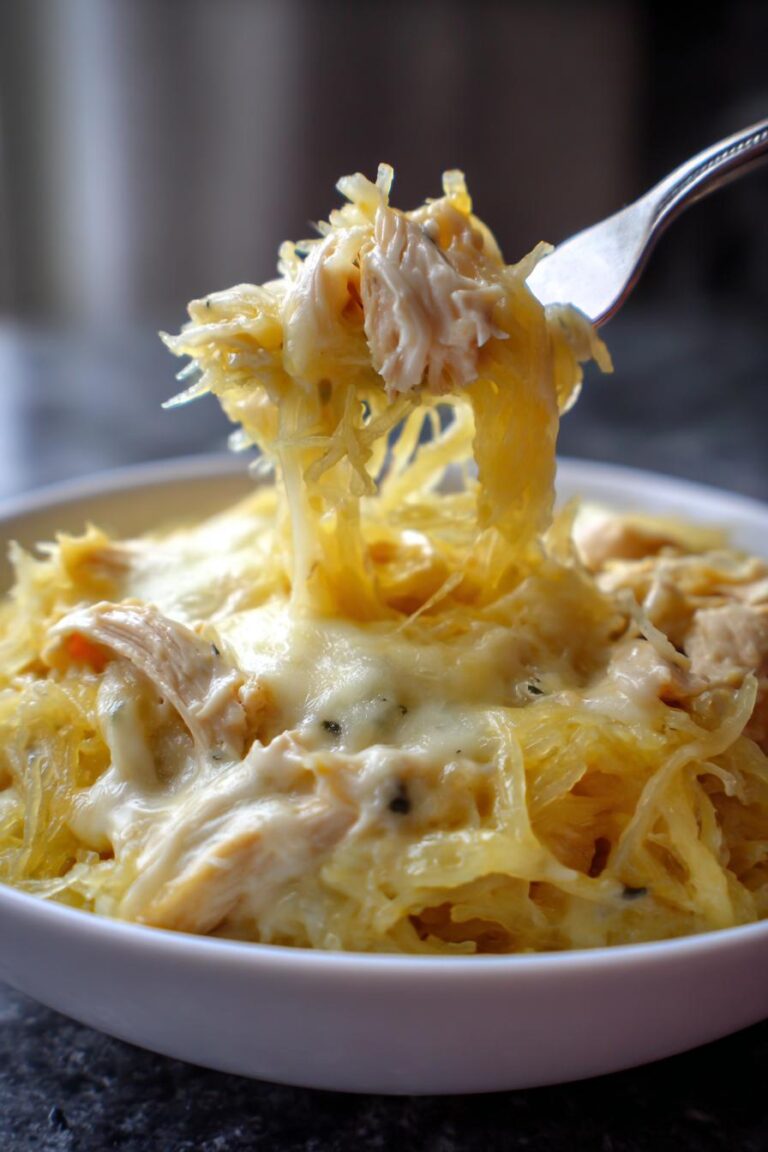 Low carb chicken alfredo spaghetti squash