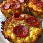 Low carb pepperoni pizza cups