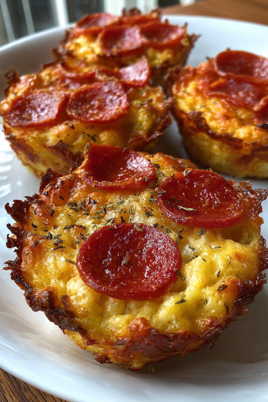 Low carb pepperoni pizza cups