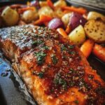 Maple balsamic salmon sheet pan