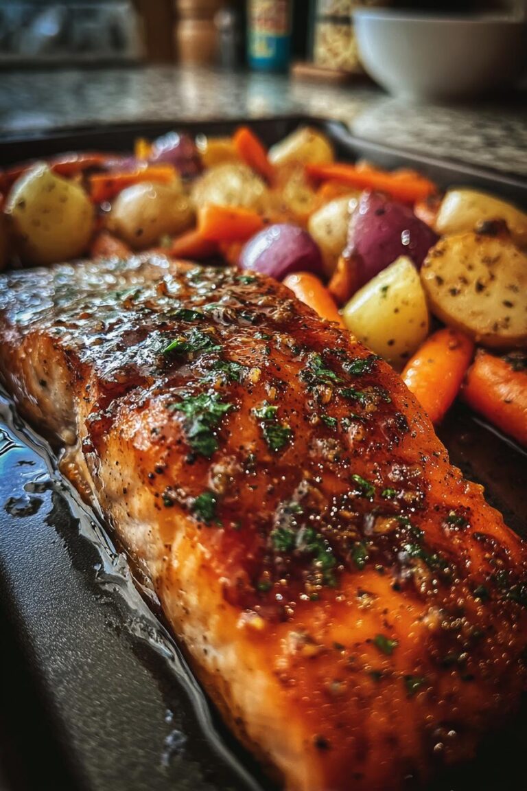 Maple balsamic salmon sheet pan
