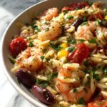Mediterranean shrimp orzo bowls