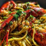 Pesto Lobster Linguine with Garlic Butter