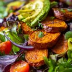Roasted sweet potato avocado salad