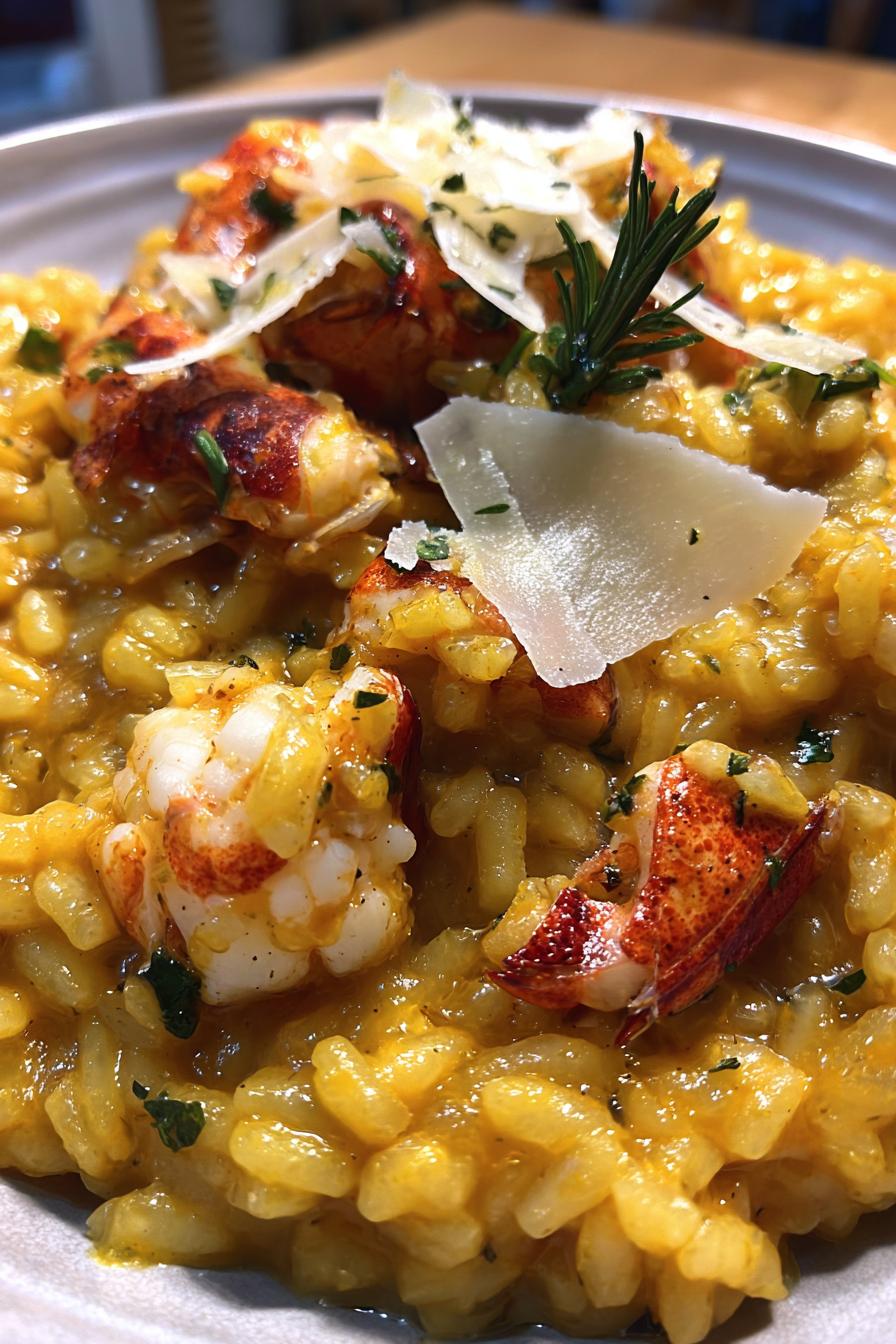 Saffron Seafood Risotto with Parmesan Shavings