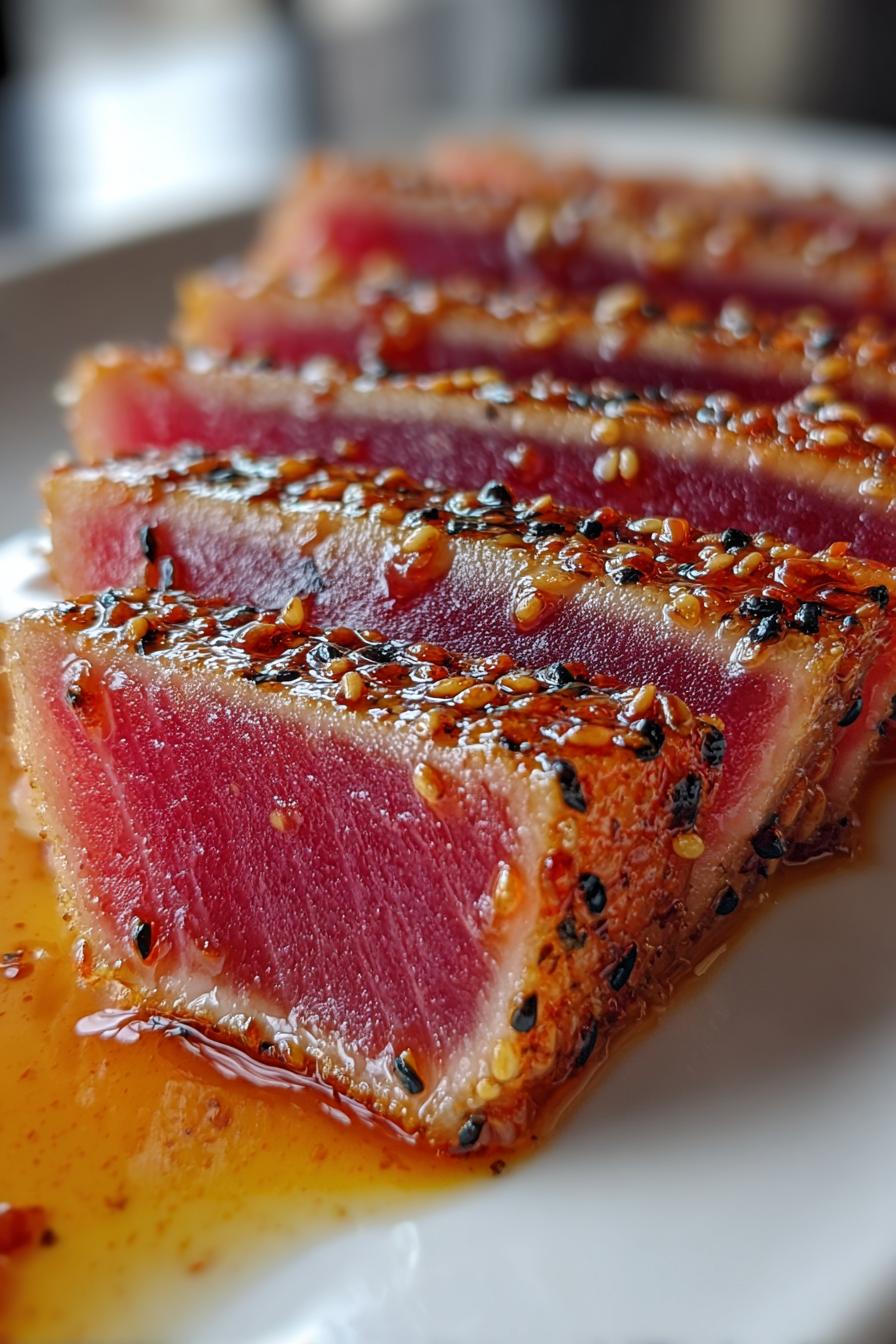 Seared Ahi Tuna with Wasabi Yuzu Glaze