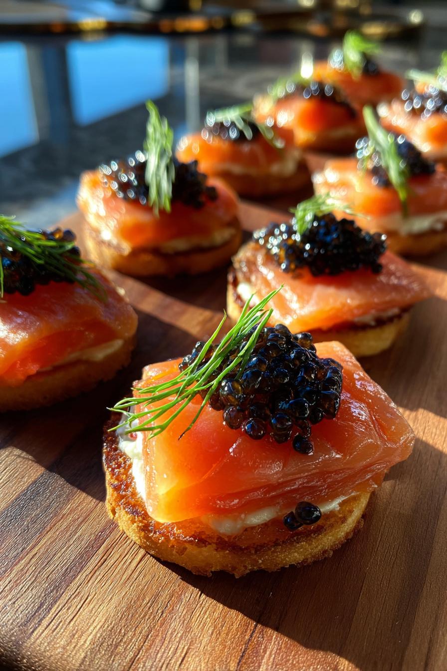 Smoked Salmon Caviar Canapés