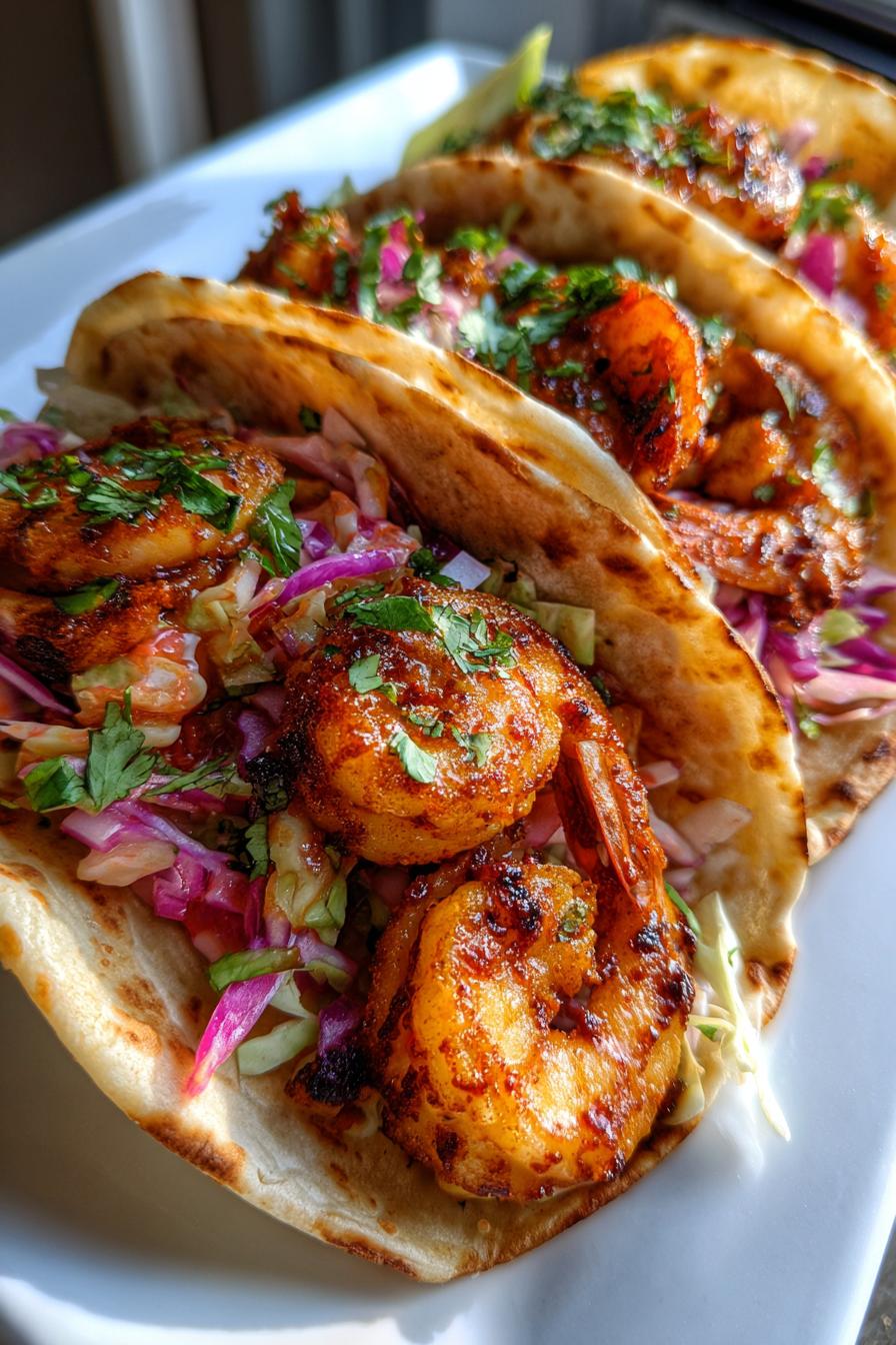 Spicy chipotle shrimp tacos