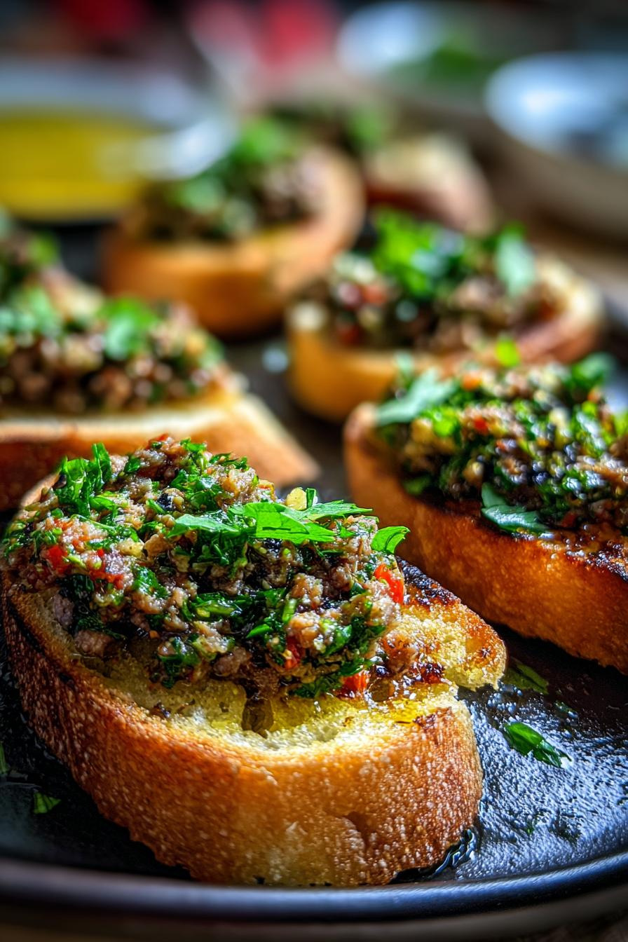 Tinned Sardine Tapenade Crostini