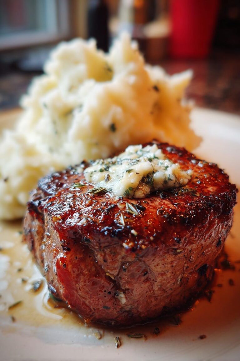 Truffle Butter Filet Mignon with Garlic Herb Mash