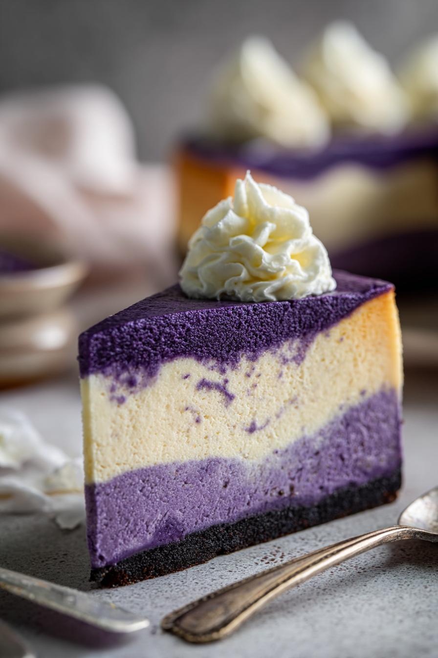 Ube Vanilla Bean Cheesecake