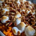 bourbon pecan sweet potato mash with marshmallow topping
