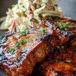 cider glazed pork chops with apple slaw