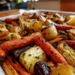 garlic herb roasted root veggies