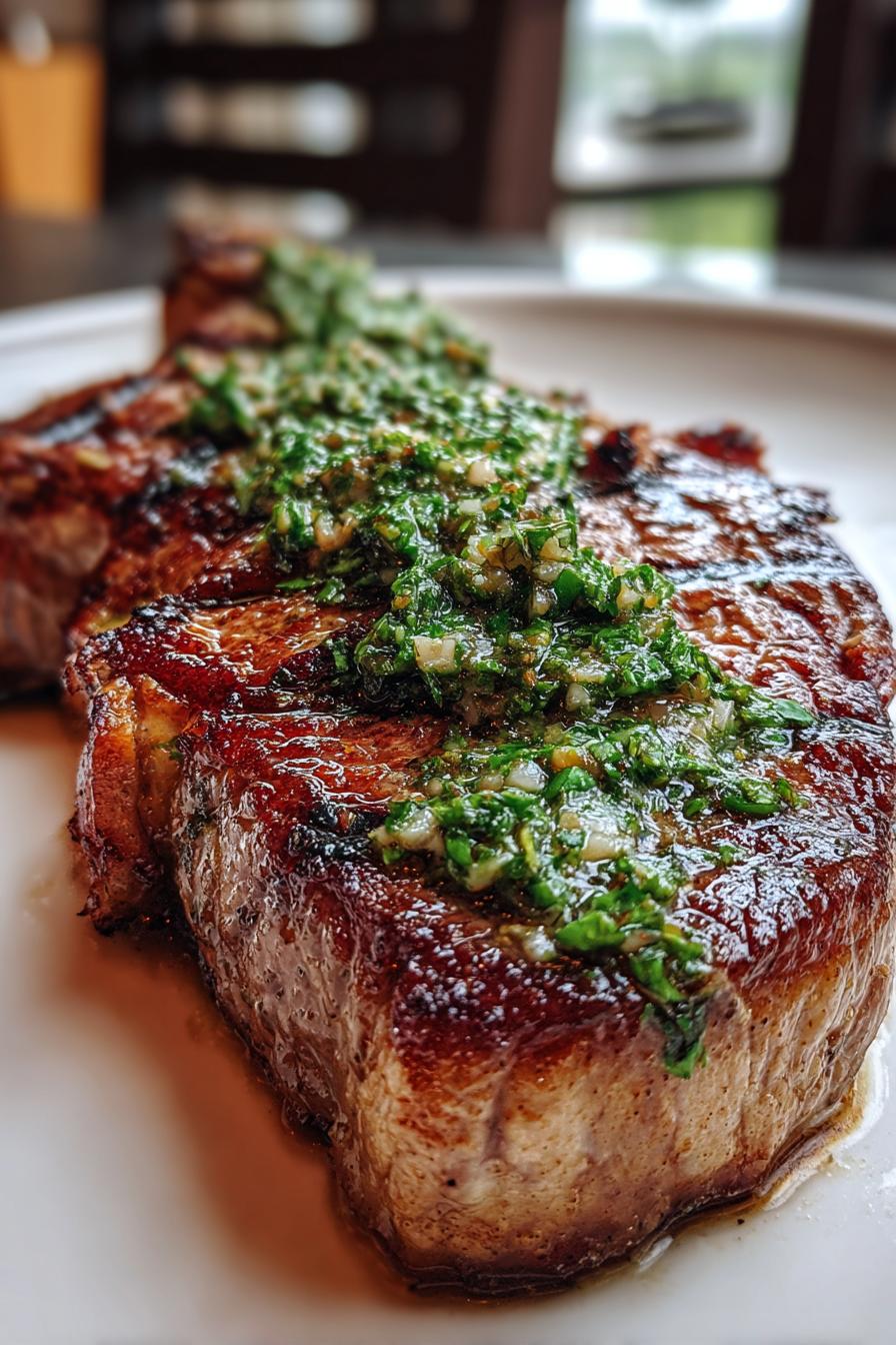 grilled ribeye steak with chimichurri