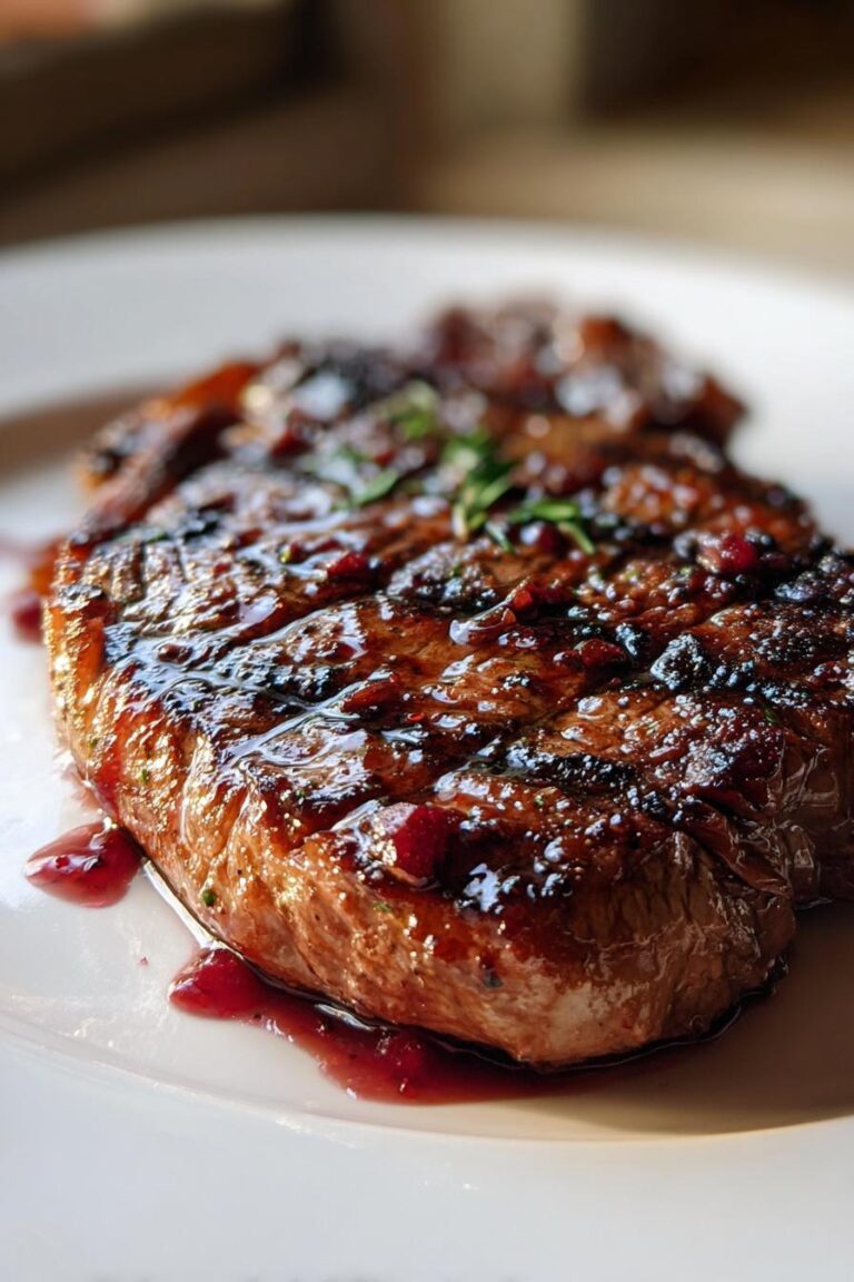grilled ribeye with red wine sauce
