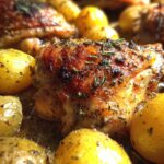 lemon herb roasted chicken thighs with baby potatoes