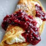 lemon ricotta stuffed crepes with berry compote