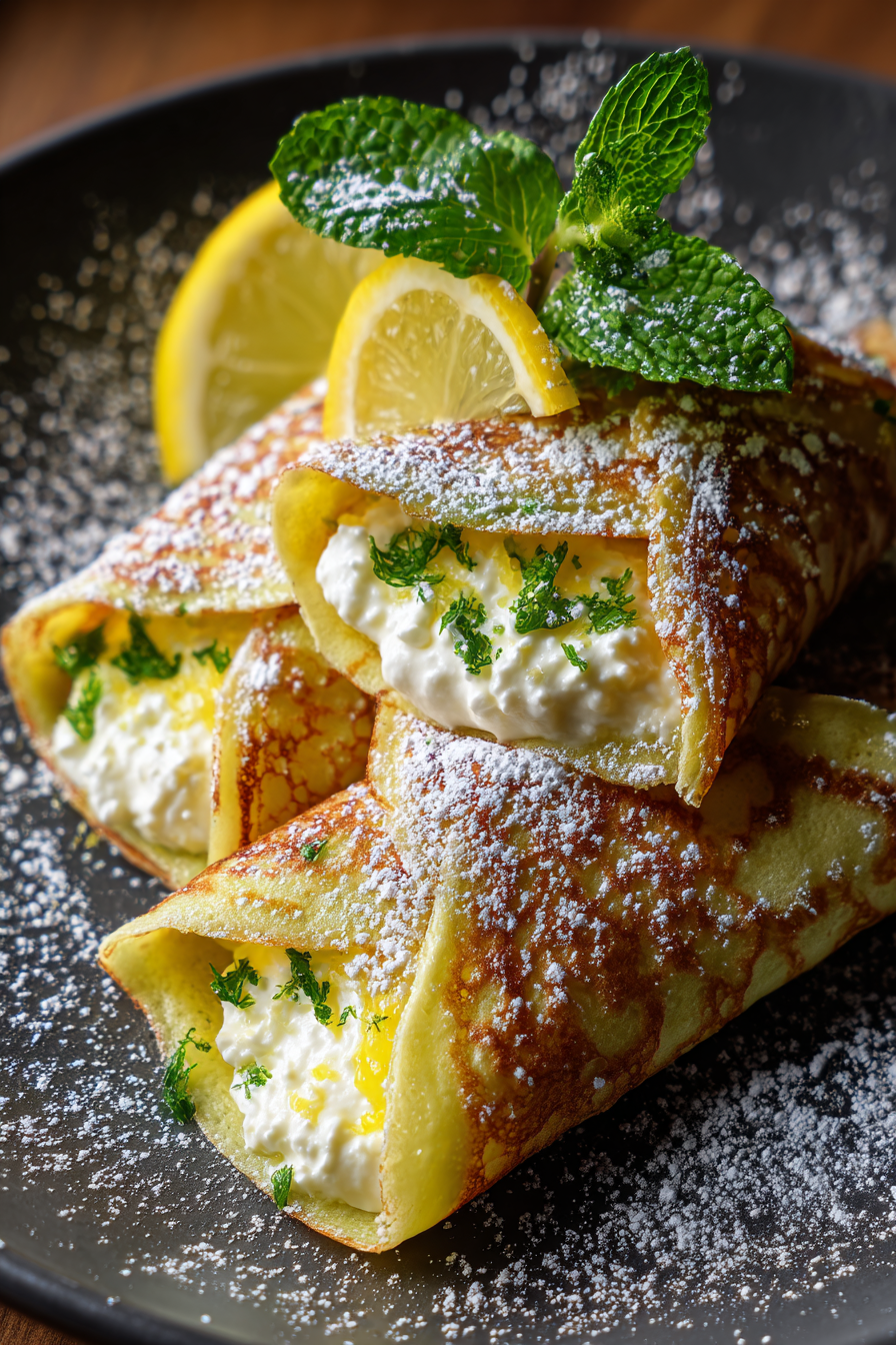lemon ricotta stuffed crepes