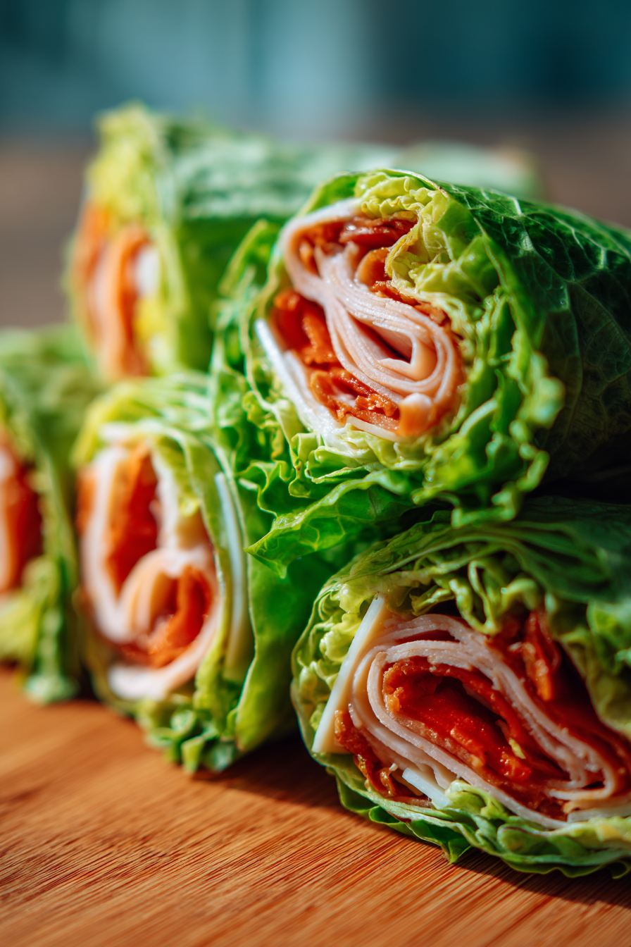 low-carb Swiss turkey snack wraps