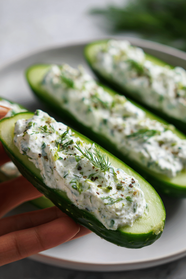 low-carb creamy dill cucumber boats