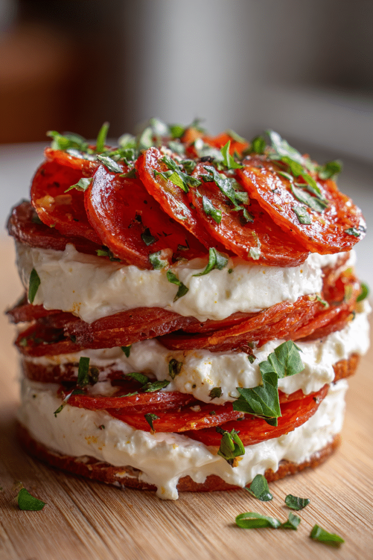 low-carb pepperoni cream cheese stacks