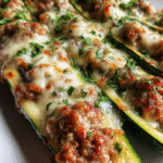 low-carb sausage zucchini snack boats