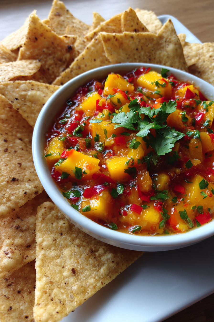 mango habañero salsa with chips