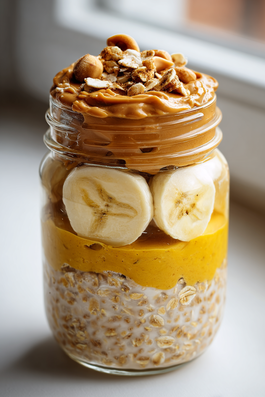 peanut butter banana overnight oats