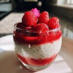 raspberry rose milk chia pudding