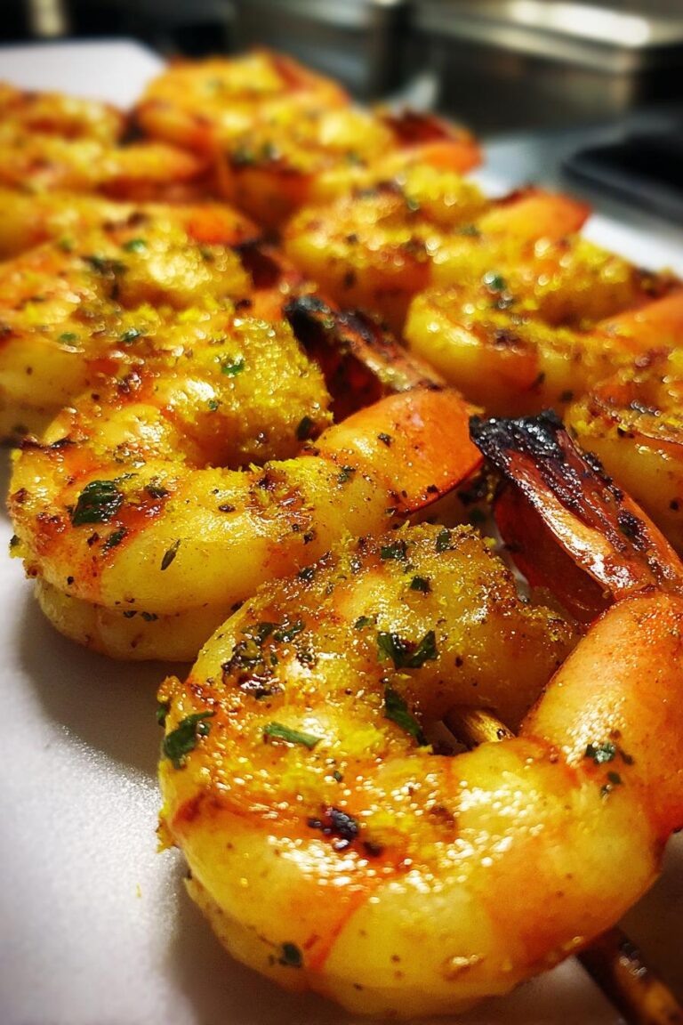 saffron and lemon grilled shrimp skewers