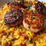 saffron risotto with scallops