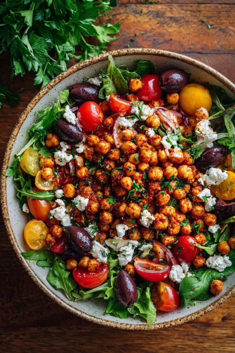 smoked paprika chickpea salad with feta & olives