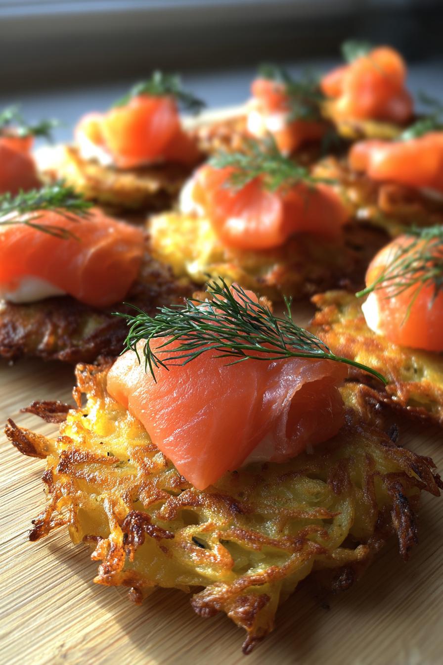 smoked salmon and dill potato latkes