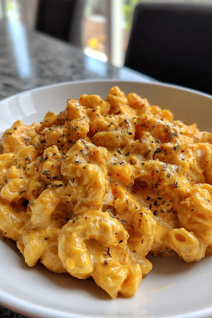vegan butternut squash mac and cheese with cashew cheese