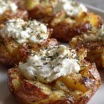 Air fryer smashed potatoes with whipped feta