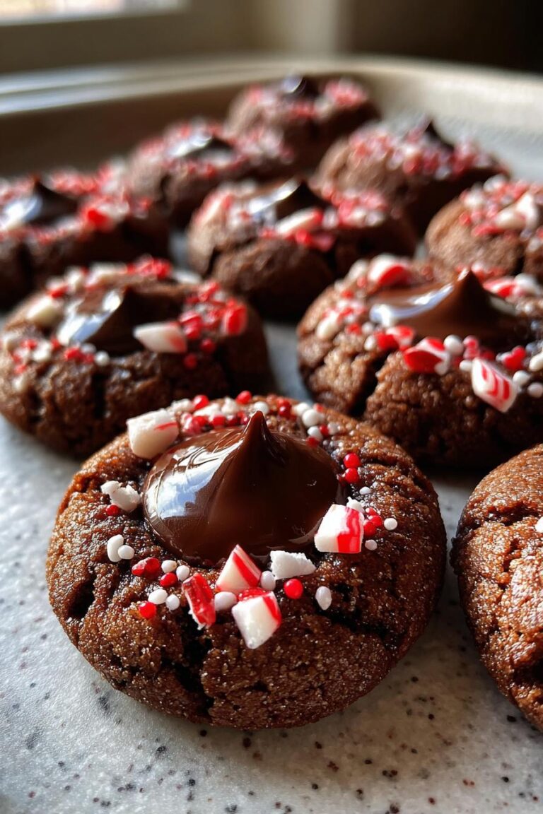 Peppermint Chocolate Thumbprint Cookies