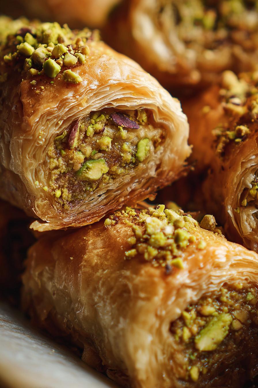 Pistachio Baklava Rolls