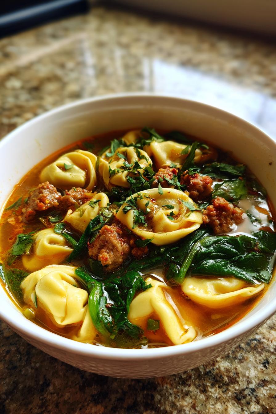 Sausage & Spinach Tortellini Soup