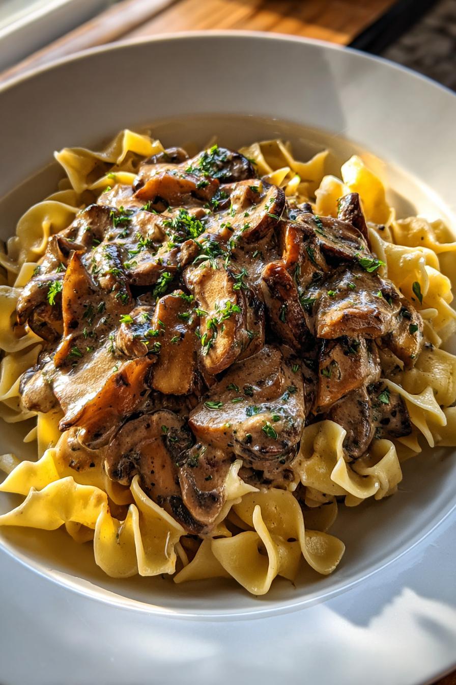 Vegan mushroom stroganoff