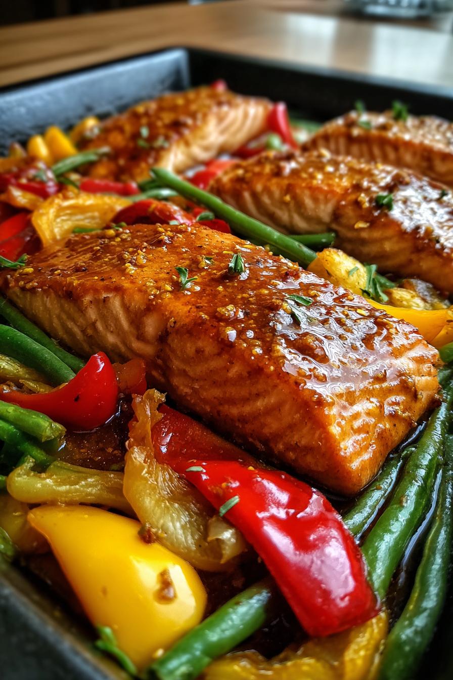 honey mustard salmon traybake