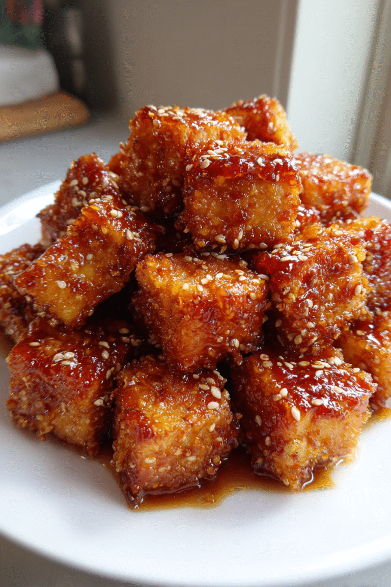 Air Fryer Crispy Tofu with Honey Soy Glaze