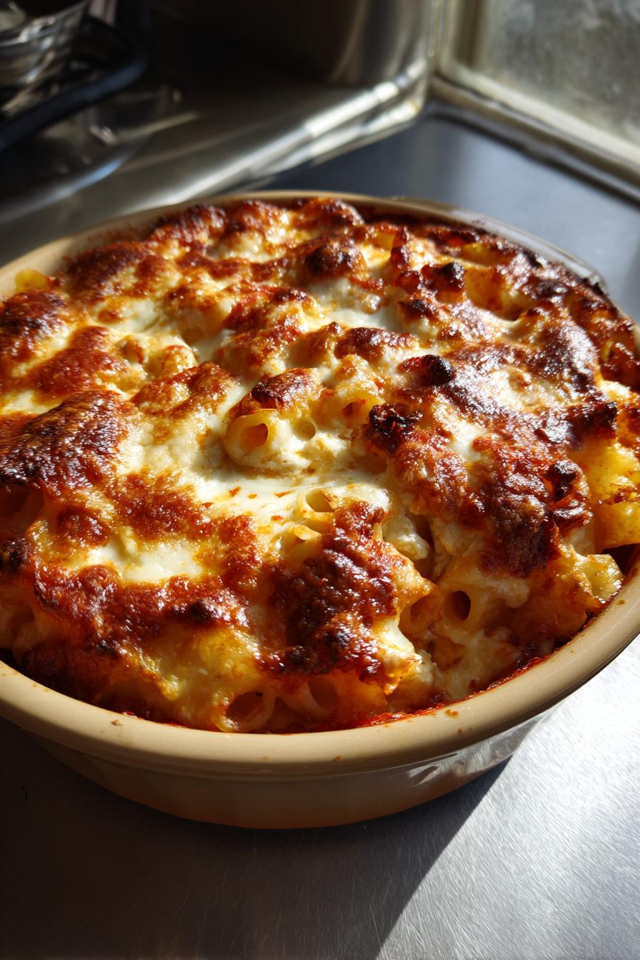 Baked Ziti with Ricotta and Mozzarella